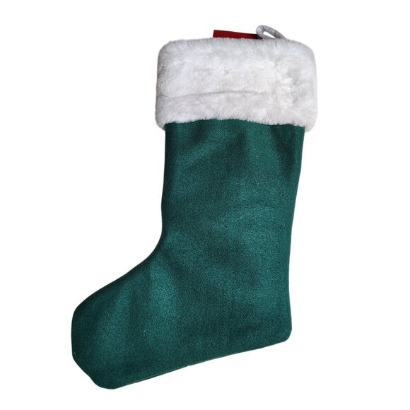 Holiday Home Babys 1st Christmas Green Embroidered Holiday Stocking With Snowmen - Picture 4 of 4